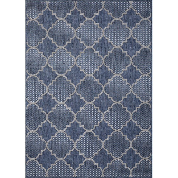 Kirkland Handmade Flatweave Blue Gray Indoor Outdoor Rug